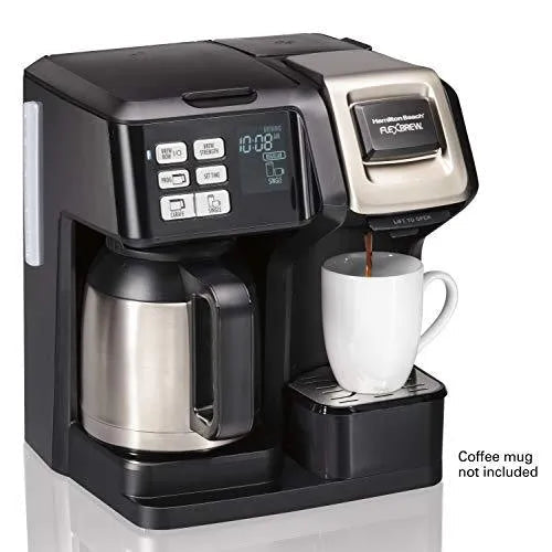 Programmable Thermal Coffee Maker, Single Serve And Full Pot, Pods Or Grounds, Black And Stainless