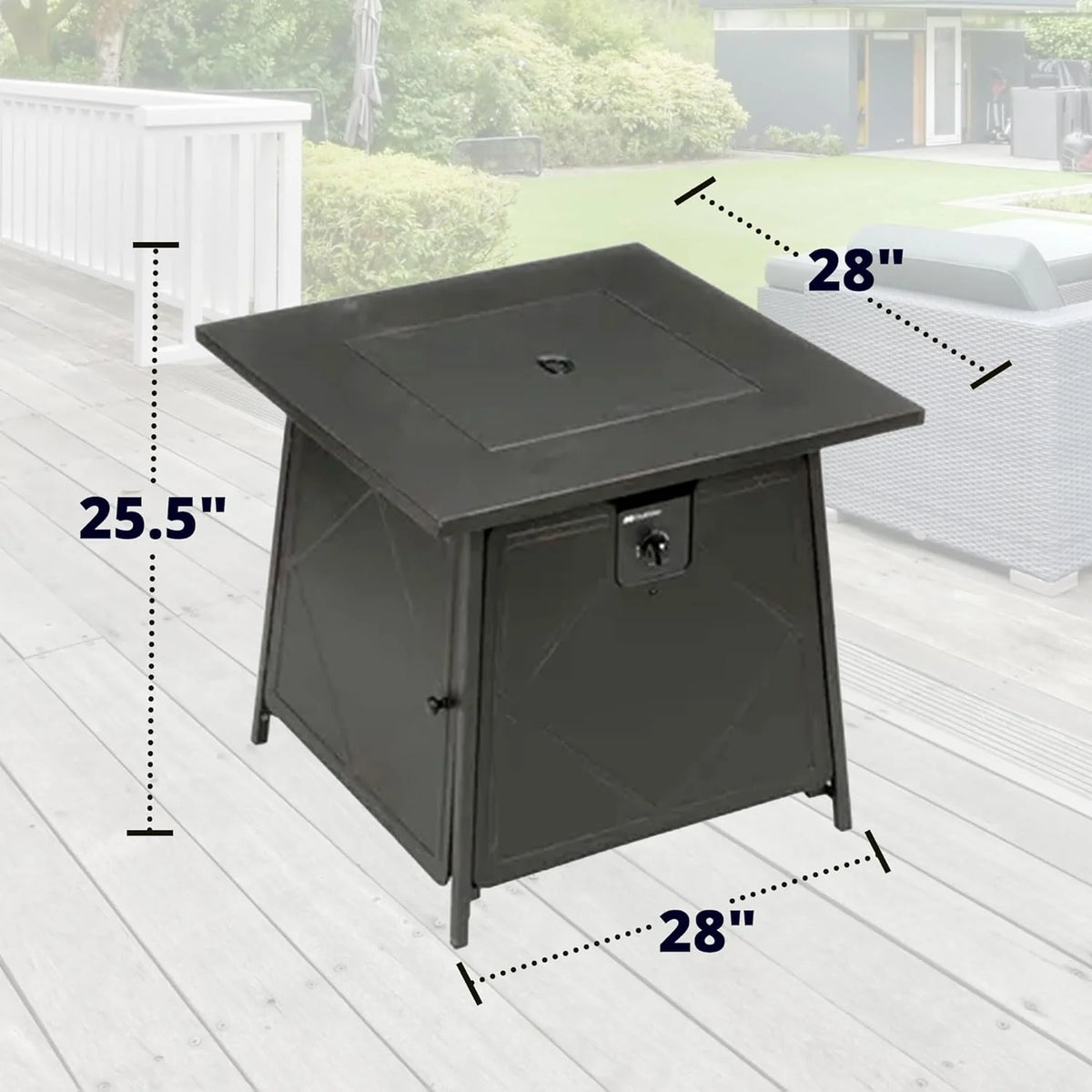 Four Seasons Courtyard 28-Inch Square 50,000 BTU Gas Fire Pit Table - SRGF11634