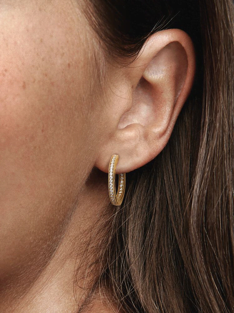 Pandora Signature Logo & Pavé Hoop Earrings