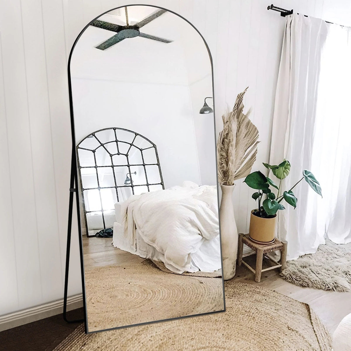 Arched Full-Length Floor Mirror - Standing And Wall-Mounted