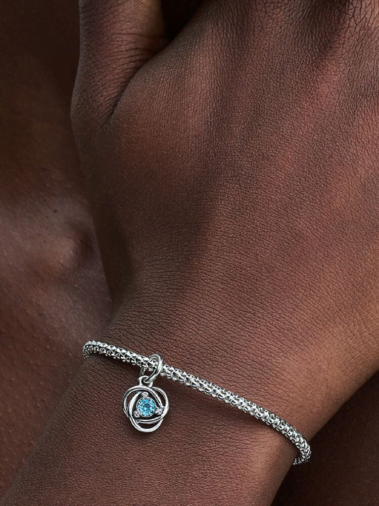Sea Aqua Blue Eternity Circle Dangle Charm