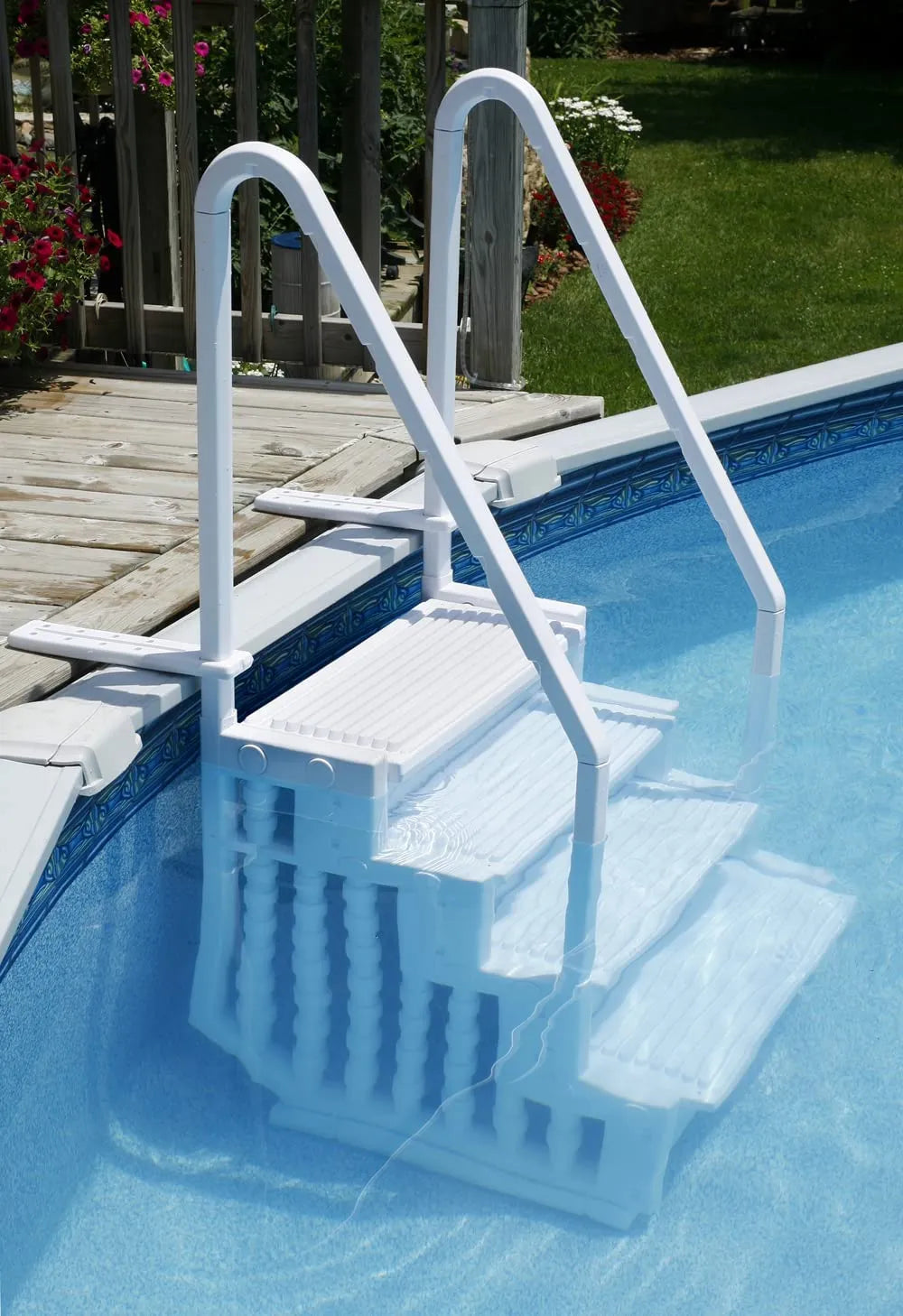 Easy Pool Step Above-Ground Swimming Pool Step To Deck - 350-lb Capacity, Up To 54-in Deep
