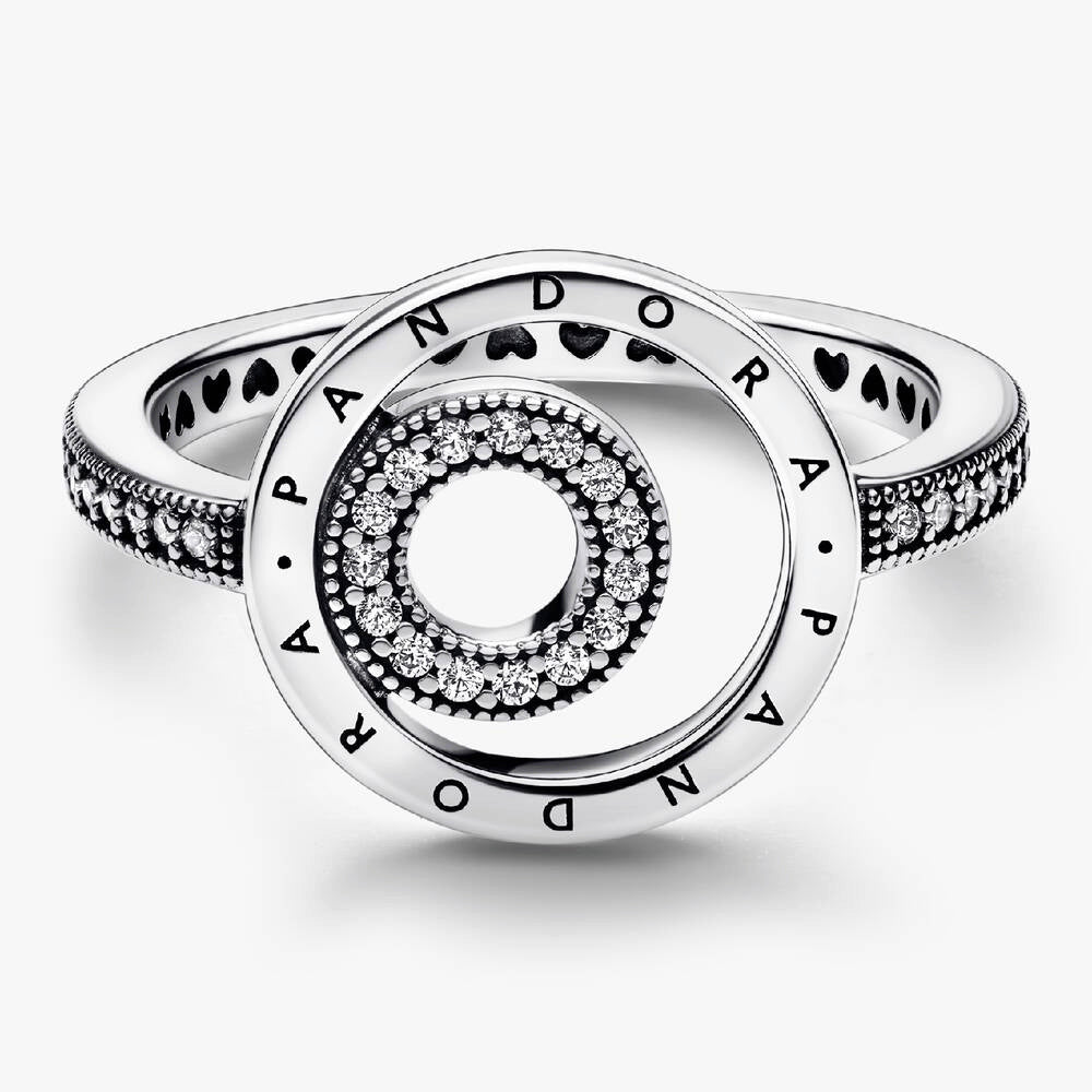 FINAL SALE - Pandora Signature Logo Circles Pavé Ring
