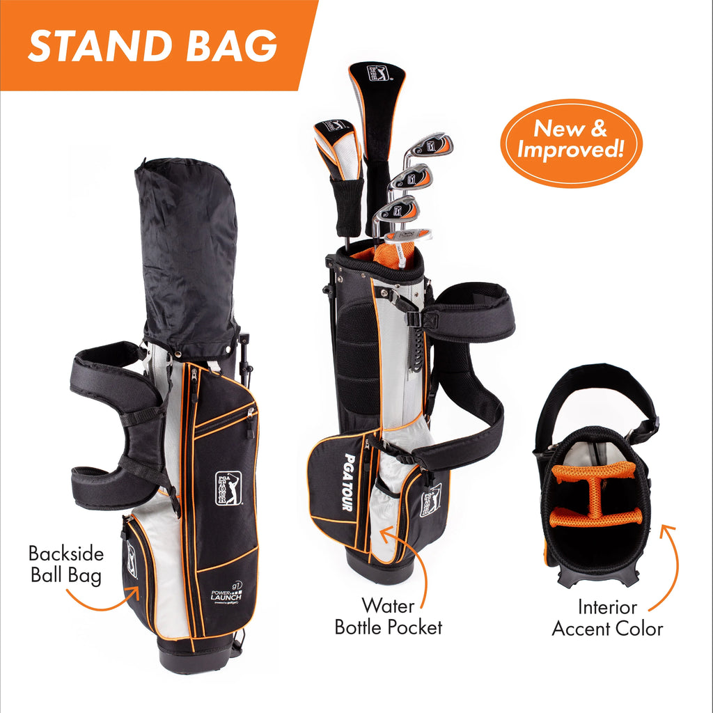PGA Tour Right-Handed 10-Piece Kids Golf Club Stand Bag Set, Ages 8-12, Player Height 4ft 8in - 5ft 2in