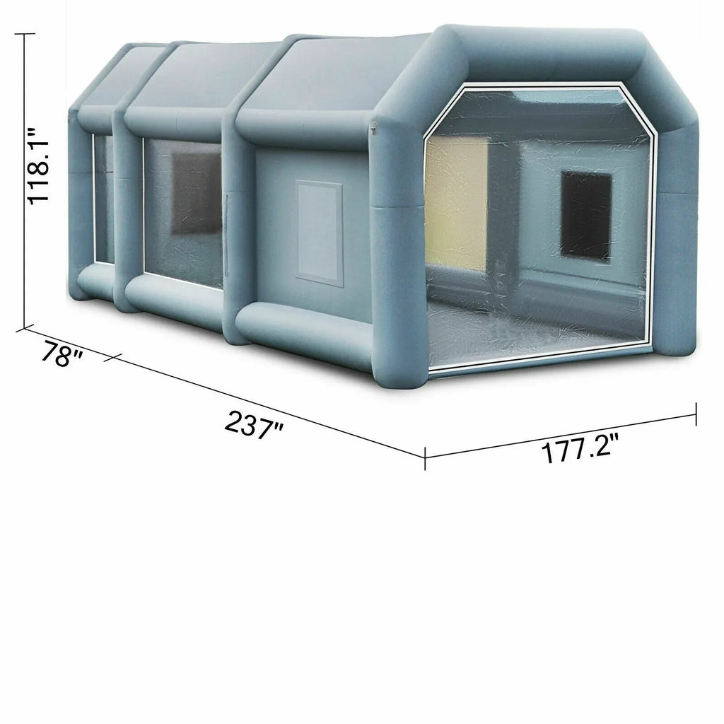 Inflatable Automotive Spray Booth Paint Tent, 26 ft x 15 ft x 10 ft - Gray