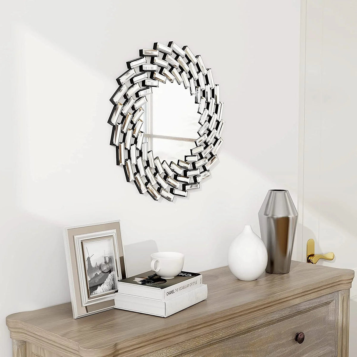 Round Spiral Sunburst Decorative Wall Mirror