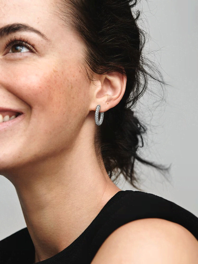 Pandora Timeless Pavé Single-row Hoop Earrings