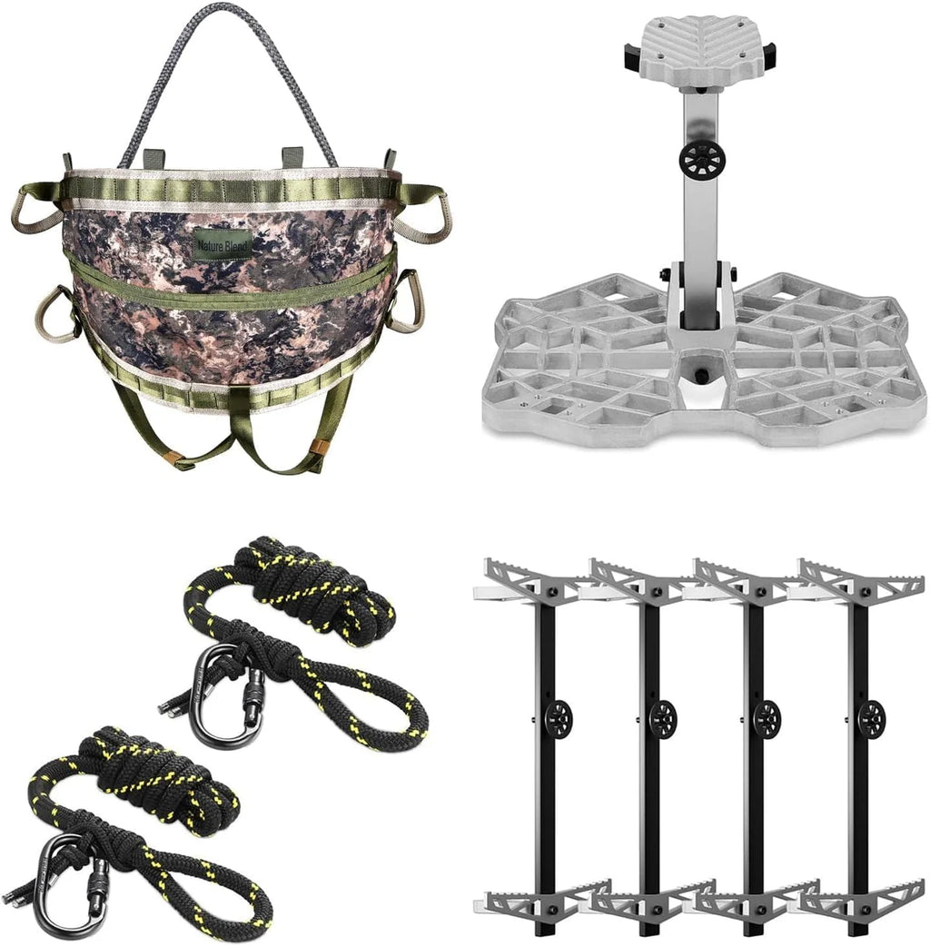UIIHUNT Tree Saddle Hunting Kit With 16 x 12 in Platform, Gen1 Saddle And 4-Pack Climbing Sticks - Full Mobile Tree Saddle Hunting System