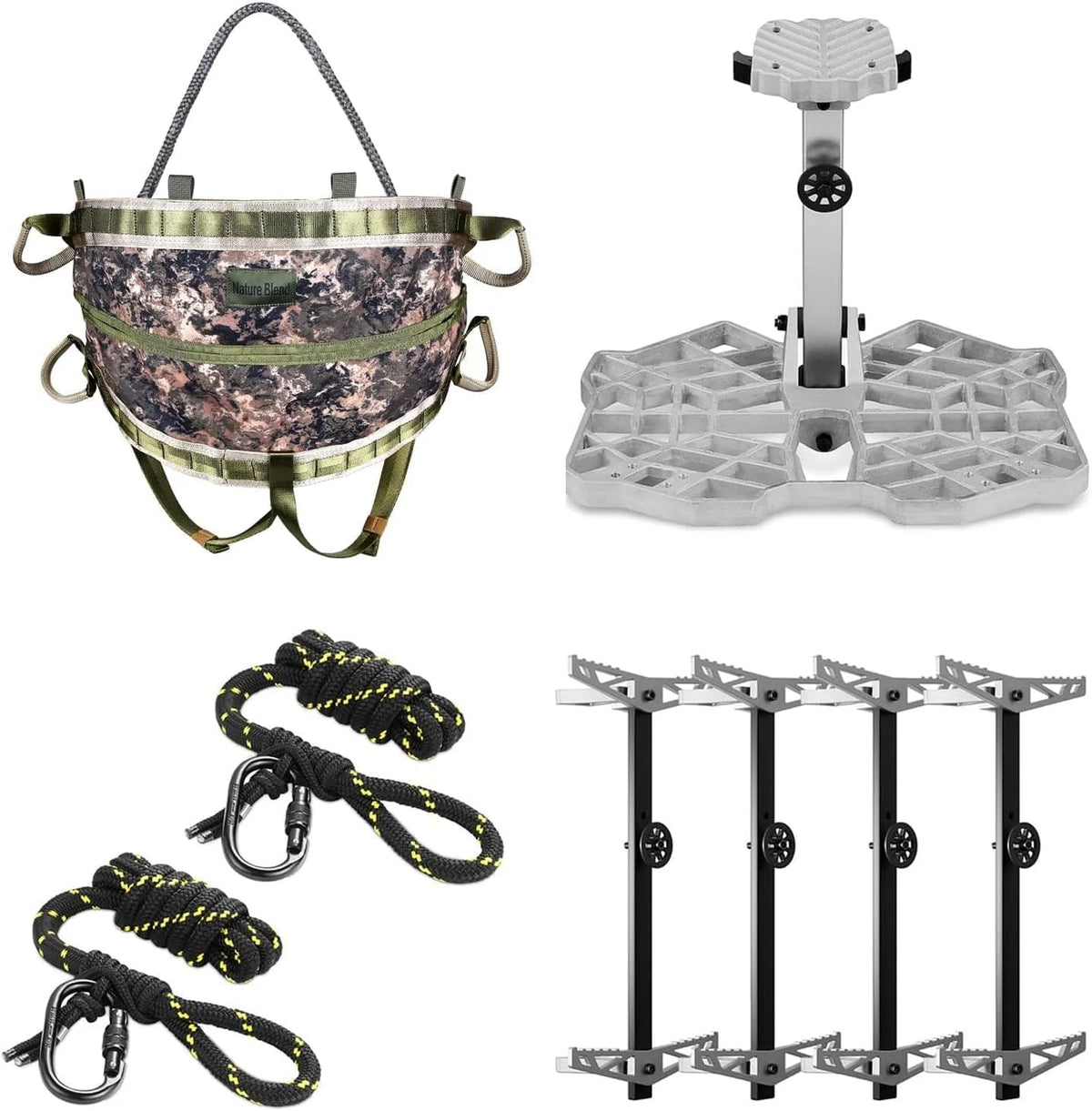 UIIHUNT Tree Saddle Hunting Kit With 16 x 12 in Platform, Gen1 Saddle And 4-Pack Climbing Sticks - Full Mobile Tree Saddle Hunting System