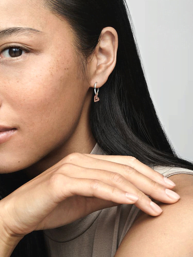 Sparkling Freehand Heart Hoop Earrings