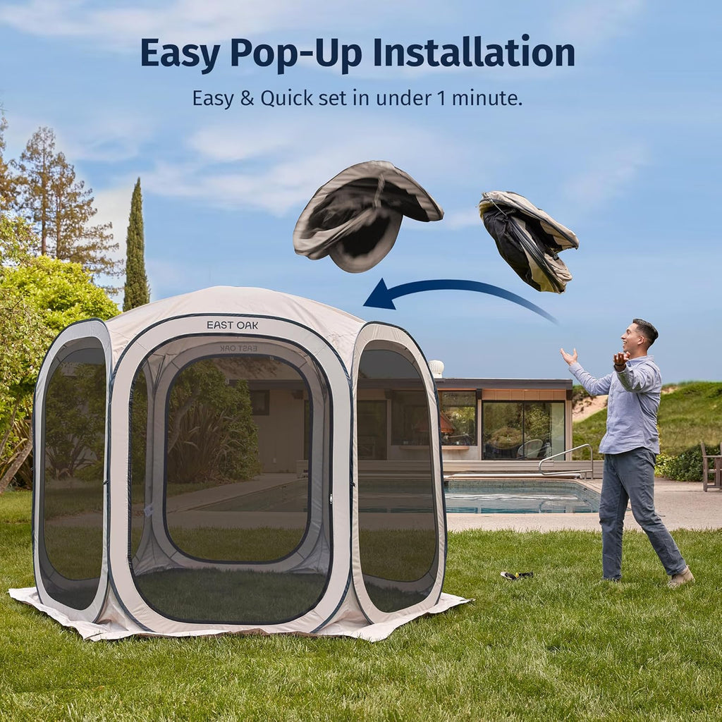 EAST OAK Pop-Up Screen House Tent 10 x 10 FT With Carry Bag