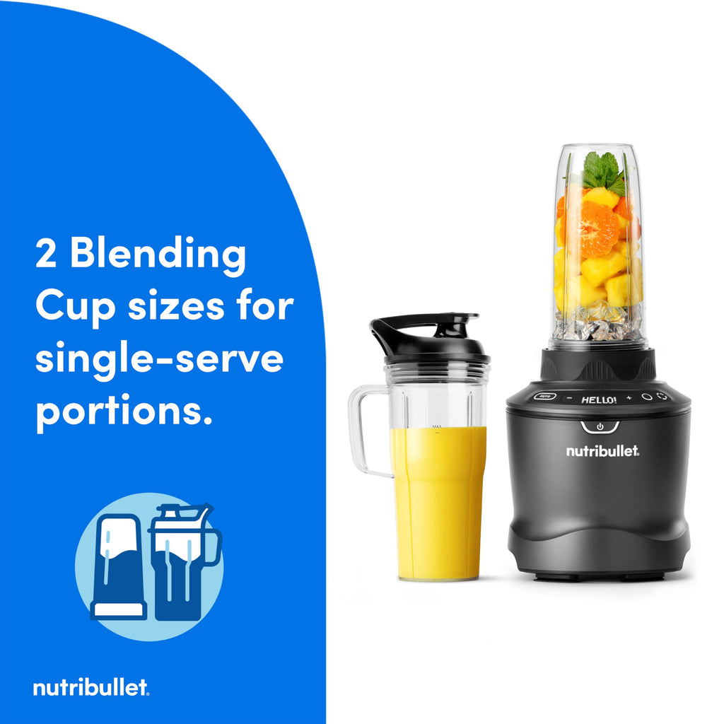 1400-Watt Multi-Function Countertop Blender Combo, 64 oz Pitcher, 32 oz And 24 oz Cups, Gunmetal-Gray