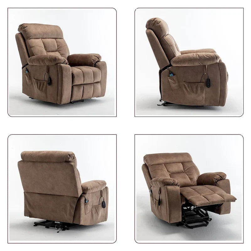 Large Electric Power Lift Recliner With Heat, Massage, Hidden Cup Holder - 40.94W x 38.19D x 42.52H