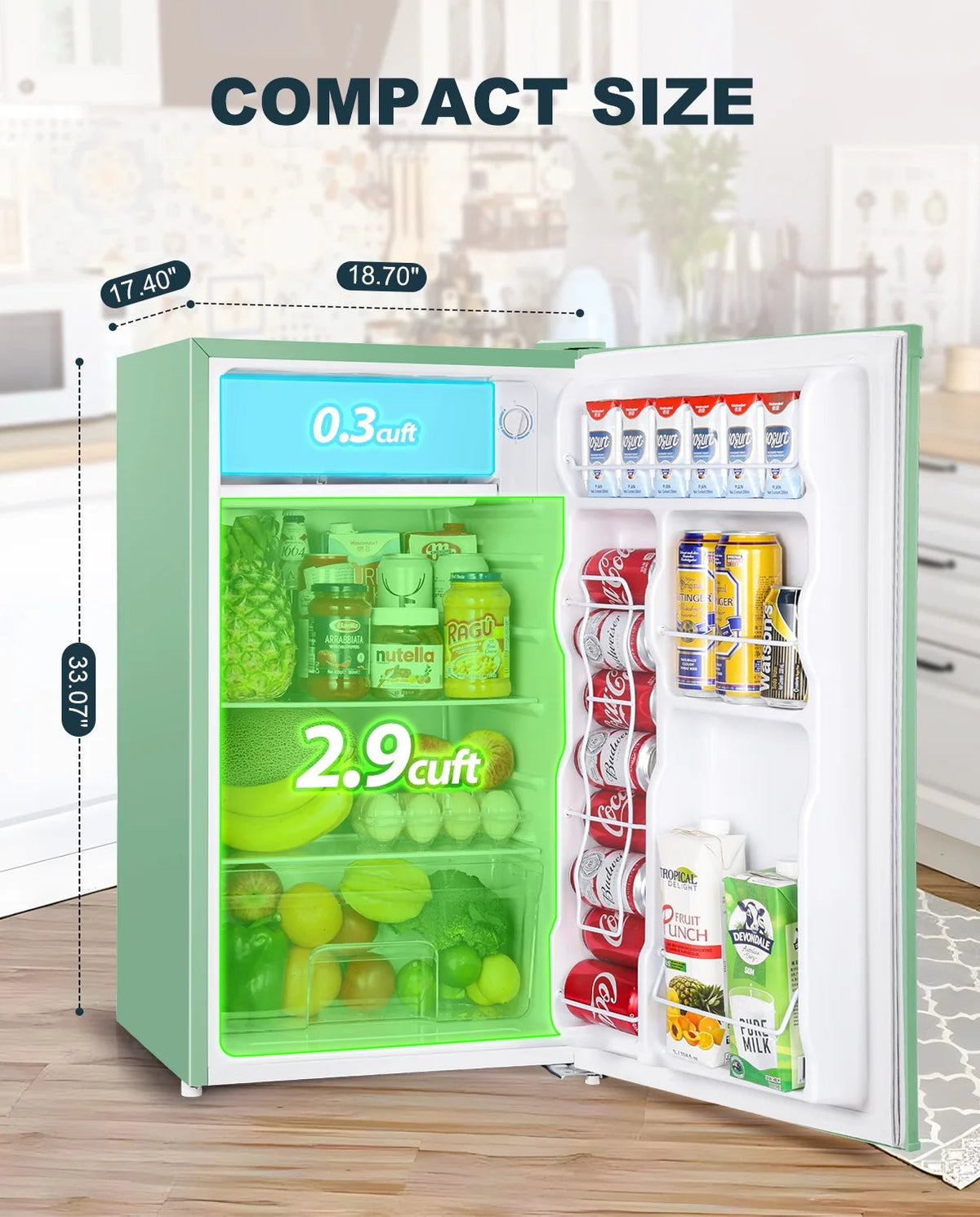 Upstreman 3.2 Cu.Ft. Single Door Mini Refrigerator With Freezer - BR321