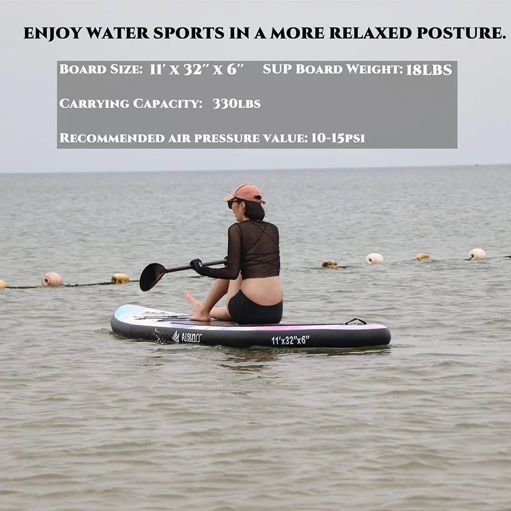 AISUNSS Inflatable Stand Up Paddle Board 11ft Fishing SUP With Accessories
