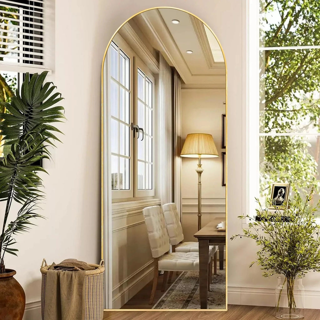 Arched Full Length Floor Mirror With Aluminum Alloy Frame - 65x22, 71x24, 71x28, 71x32