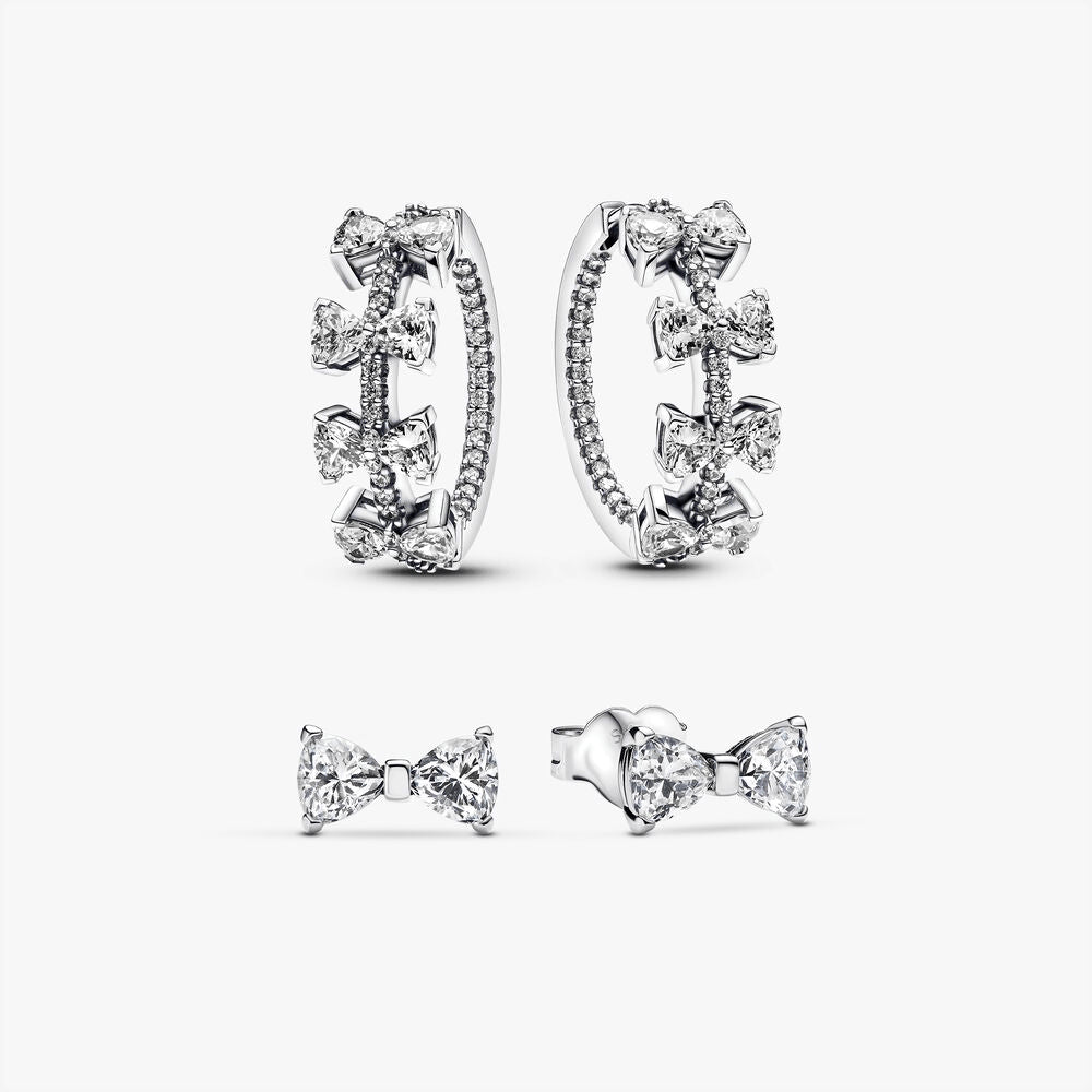 Sparkling Bow Stackable Earring Set