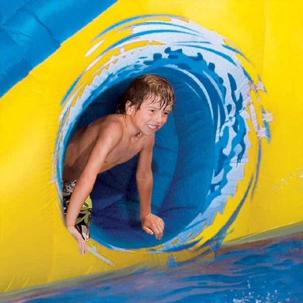 BANZAI Inflatable Aqua Splash Park With 2 Slides, 262 x 212 x 118 Inches - Pipeline Twist