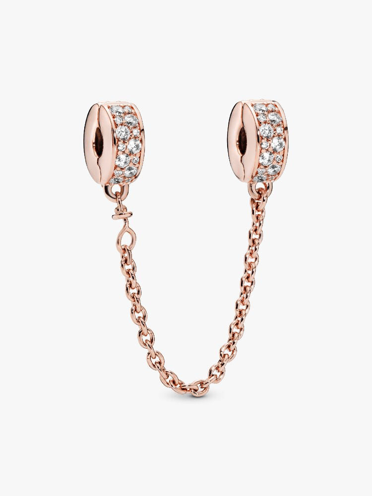 Clear Pavé Safety Chain Clip Charm