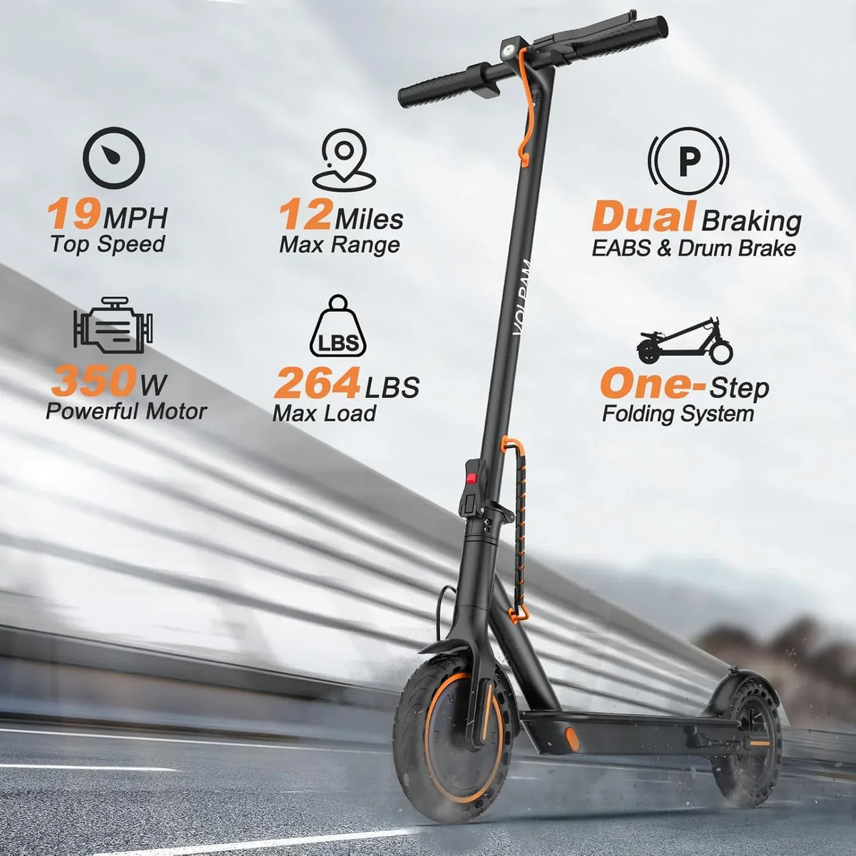 Electric Scooter 350W/500W Motor, 8.5/10 Solid Tires, 19/22 Mph, 28/21/12 Miles Range
