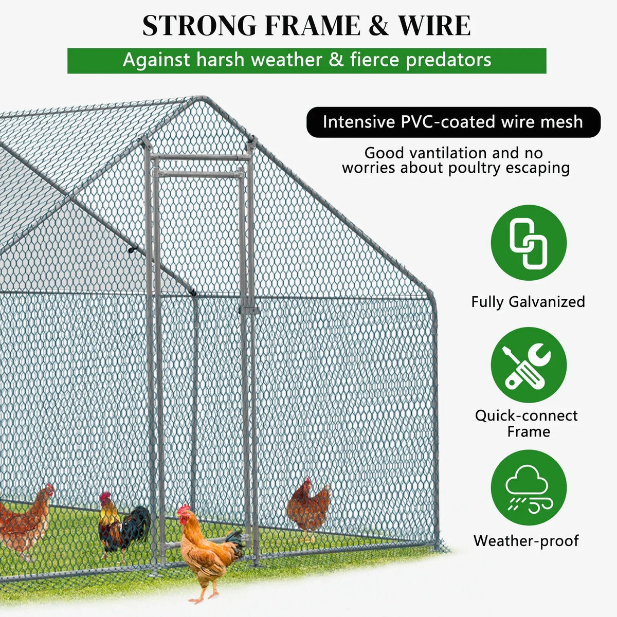 ZGBY Metal Chicken Run Pen 10X10Ft