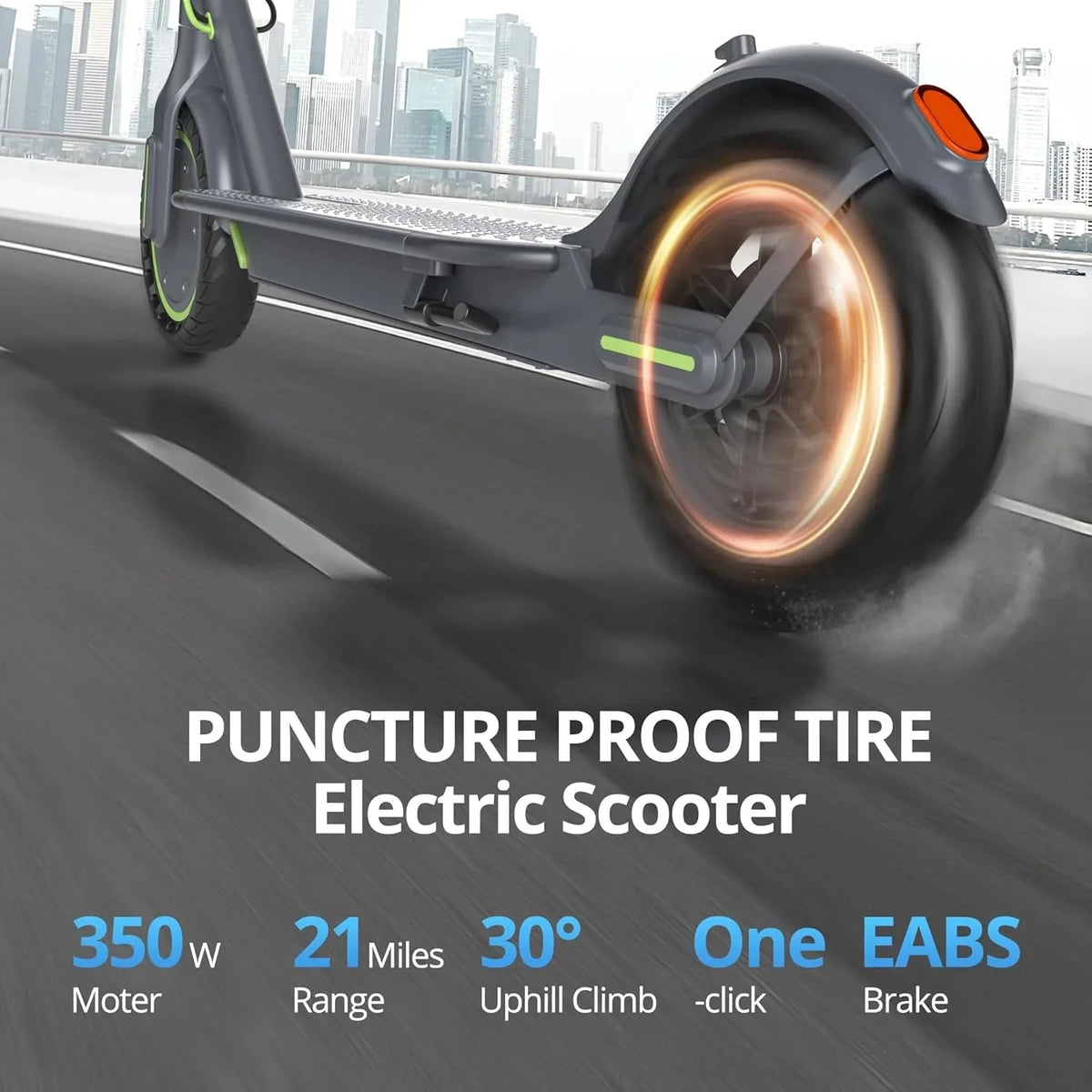 Roinside Electric Scooter, 8.5 in Solid Tires, 350W, 19 MPH, 21-23 Miles - UP12 Plus