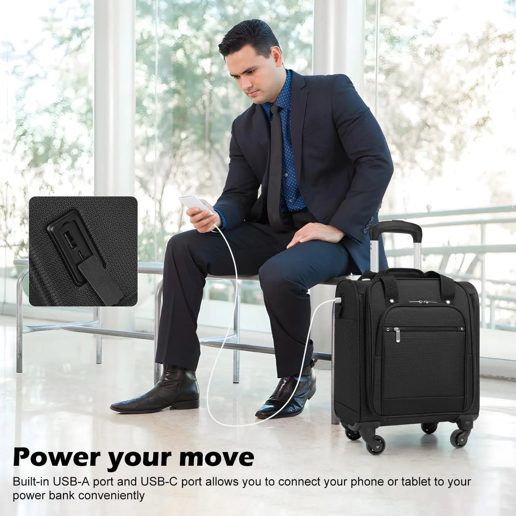 Underseat Carry-On Softside Spinner Luggage - Underseat-14-Inch-Plus