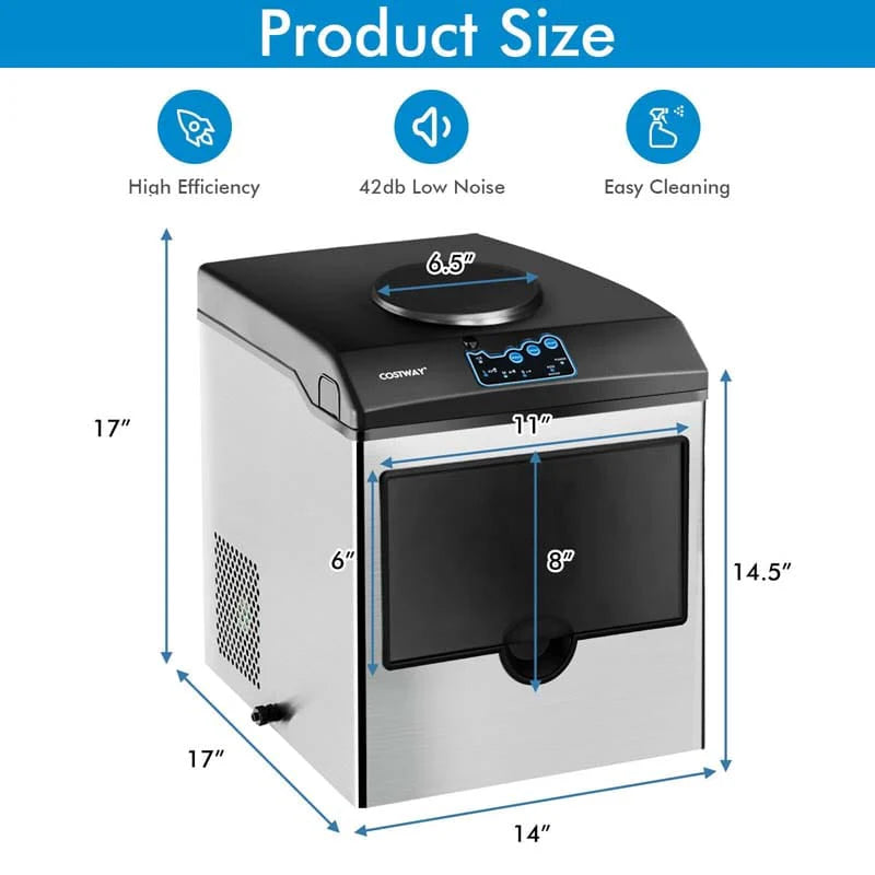 48 Lbs/24H 2-in-1 Stainless Steel Countertop Ice Maker With Chilled Water Dispenser And 5 Lbs Ice Storage Basket