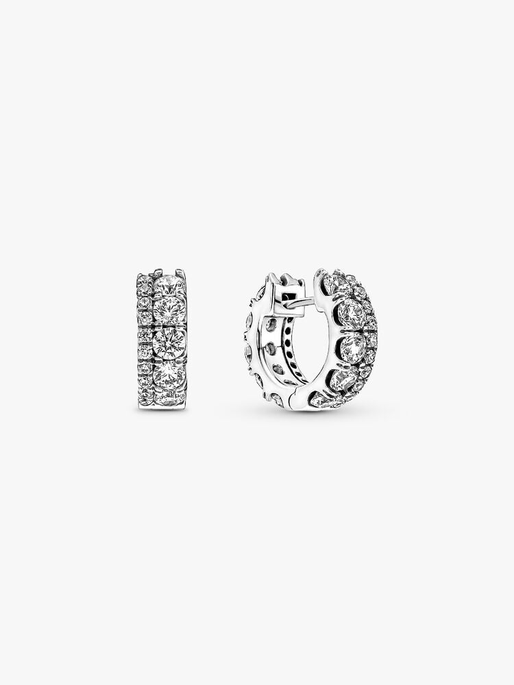 Double Band Pavé Hoop Earrings