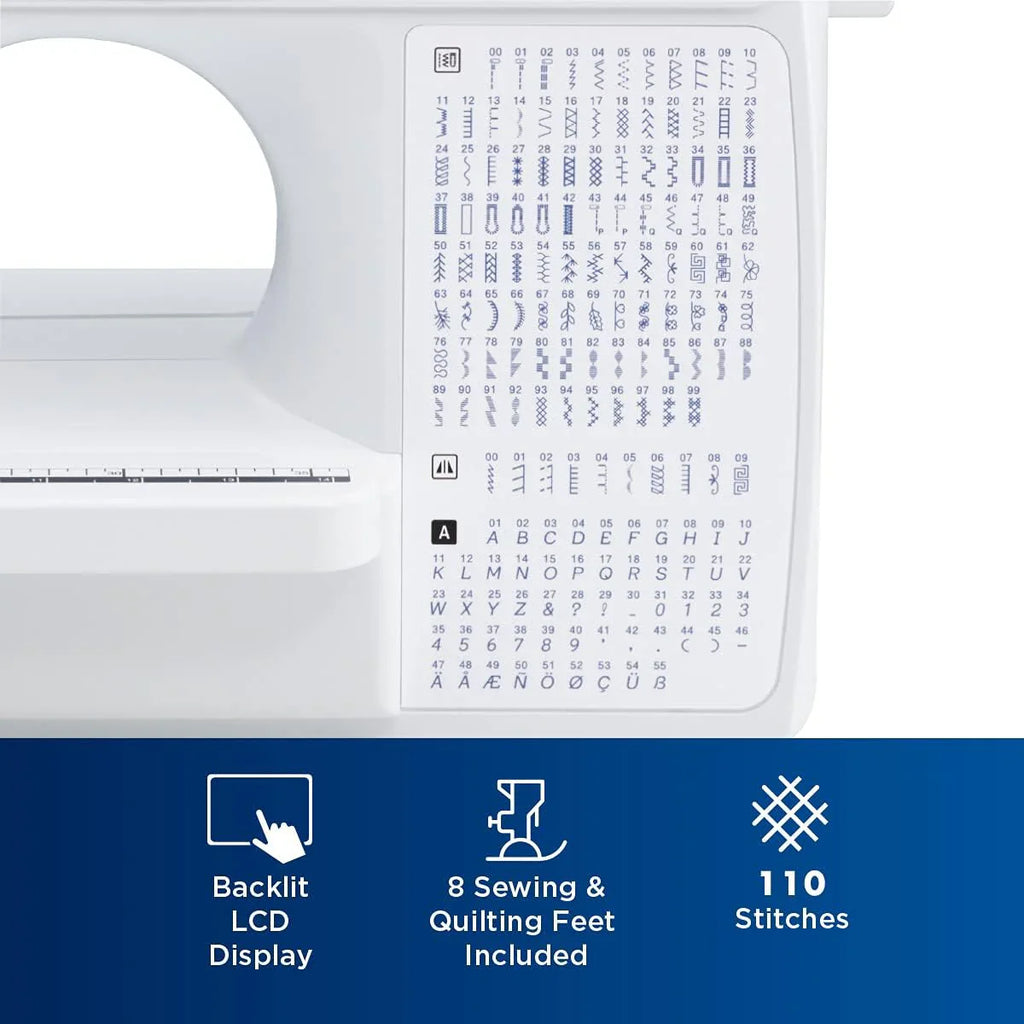 Brother Computerized Sewing And Quilting Machine, 165 Built-In Stitches, LCD Display, White, 20x12x17 - XR9550