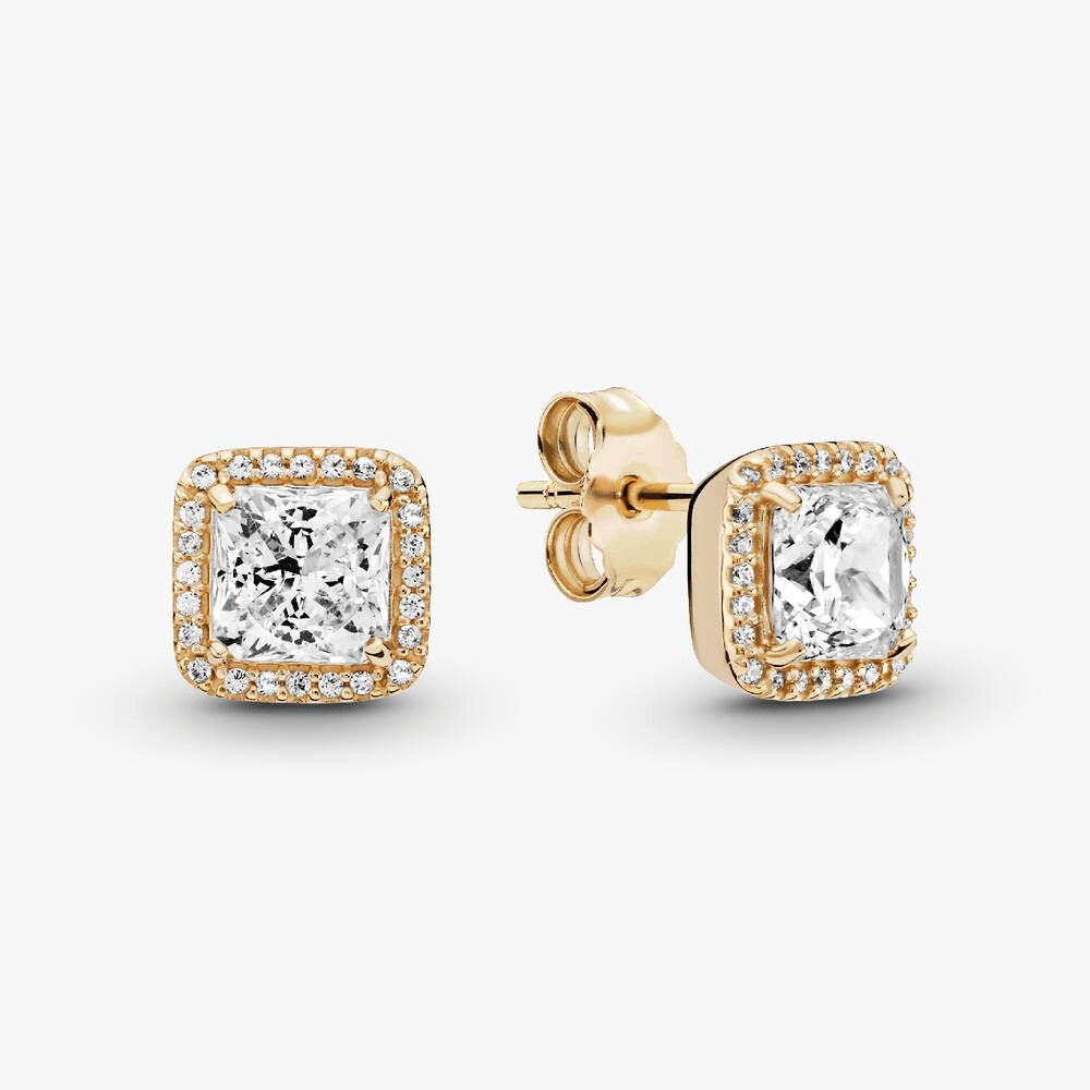 FINAL SALE - Square Sparkle Halo Stud Earrings