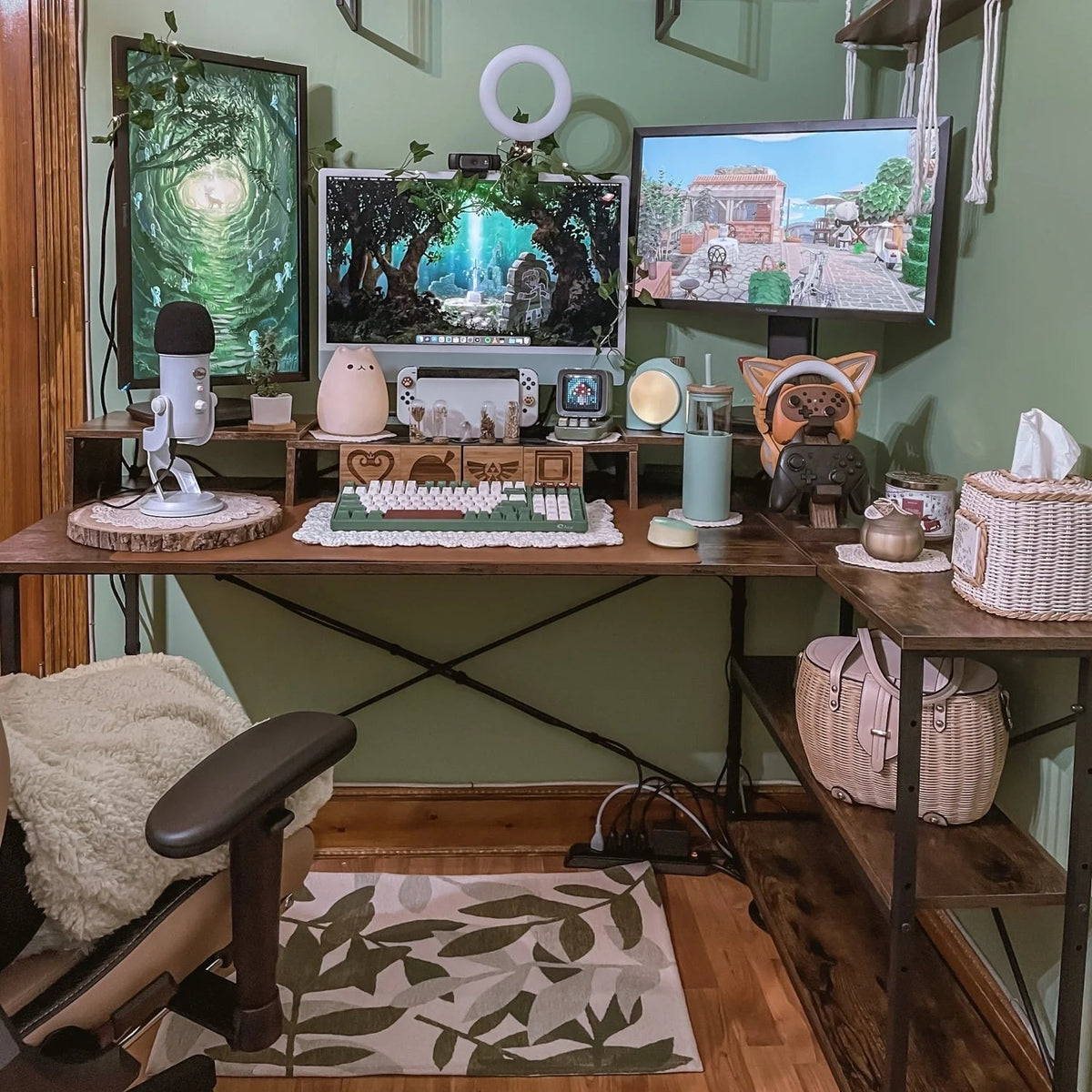 Small L-Shaped Computer Desk With Reversible Storage Shelves - 55-Inch / 47-Inch