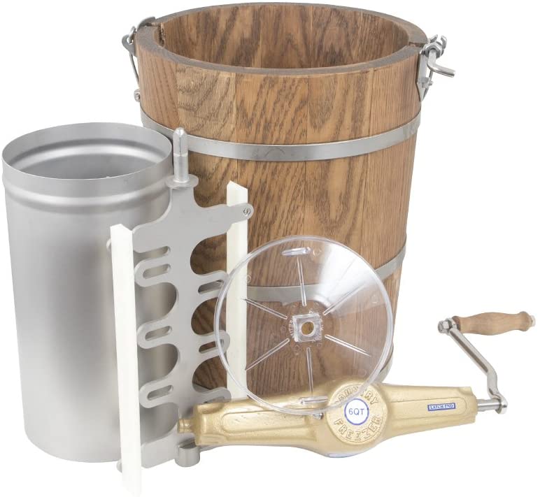 6 qt Hand Crank Ice Cream Maker With Classic Wooden Tub