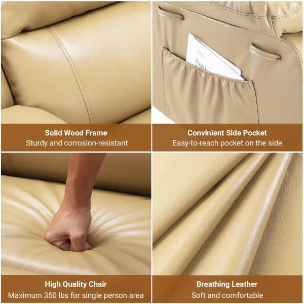 Power Lift Recliner Chair With Massage And Heat, Beige, 27 Seat Width, Cup Holders - SX-RQ-SF