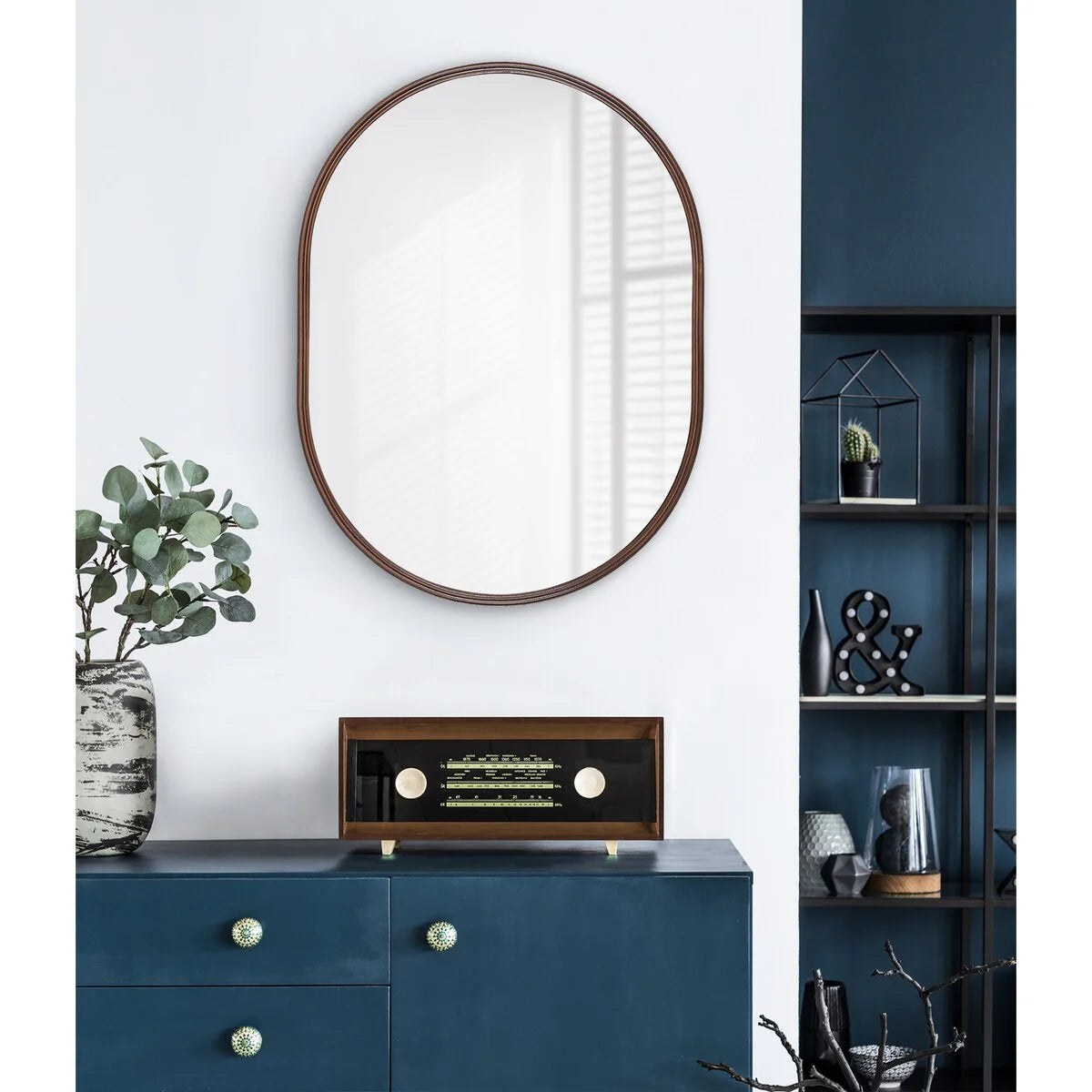Capsule Framed Wall Mirror, 16x48, 18x24, 22x34, 24x36, Black, Bronze, Gold, Gray, Silver, Antique-Bronze