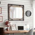 Industrial Metal Floating Wall Mirror, 31 Inch