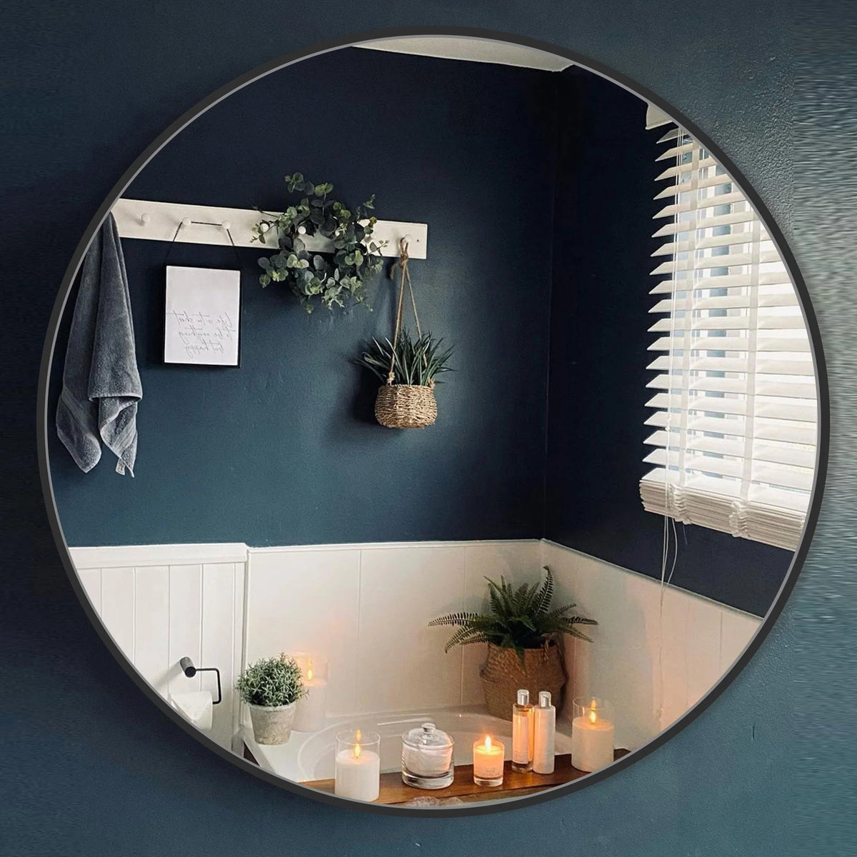 Round Bathroom Vanity Mirror, 24x24 / 36x36, Black, Brushed Gold or Silver