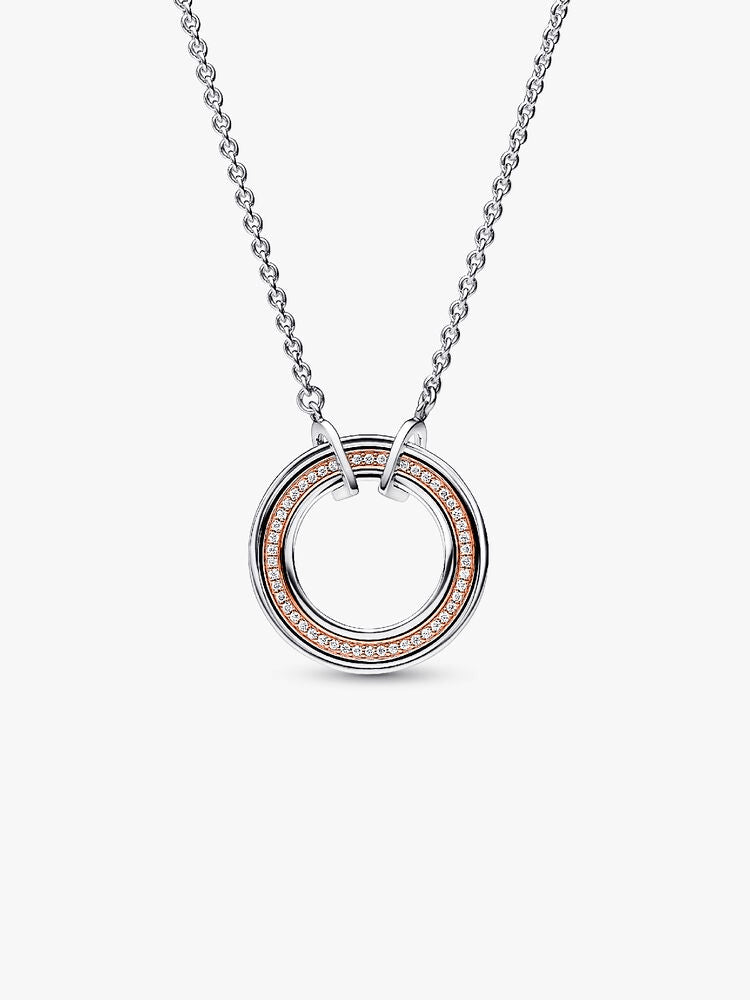 Pandora Signature Two tone Logo & Pavé Necklace
