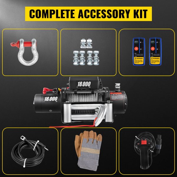 Electric Winch 18,000 lbs 12V Steel Cable