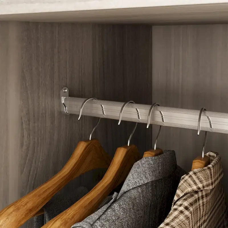FUFU&GAGA Freestanding Solid Wood Wardrobe Closet With Storage Shelves