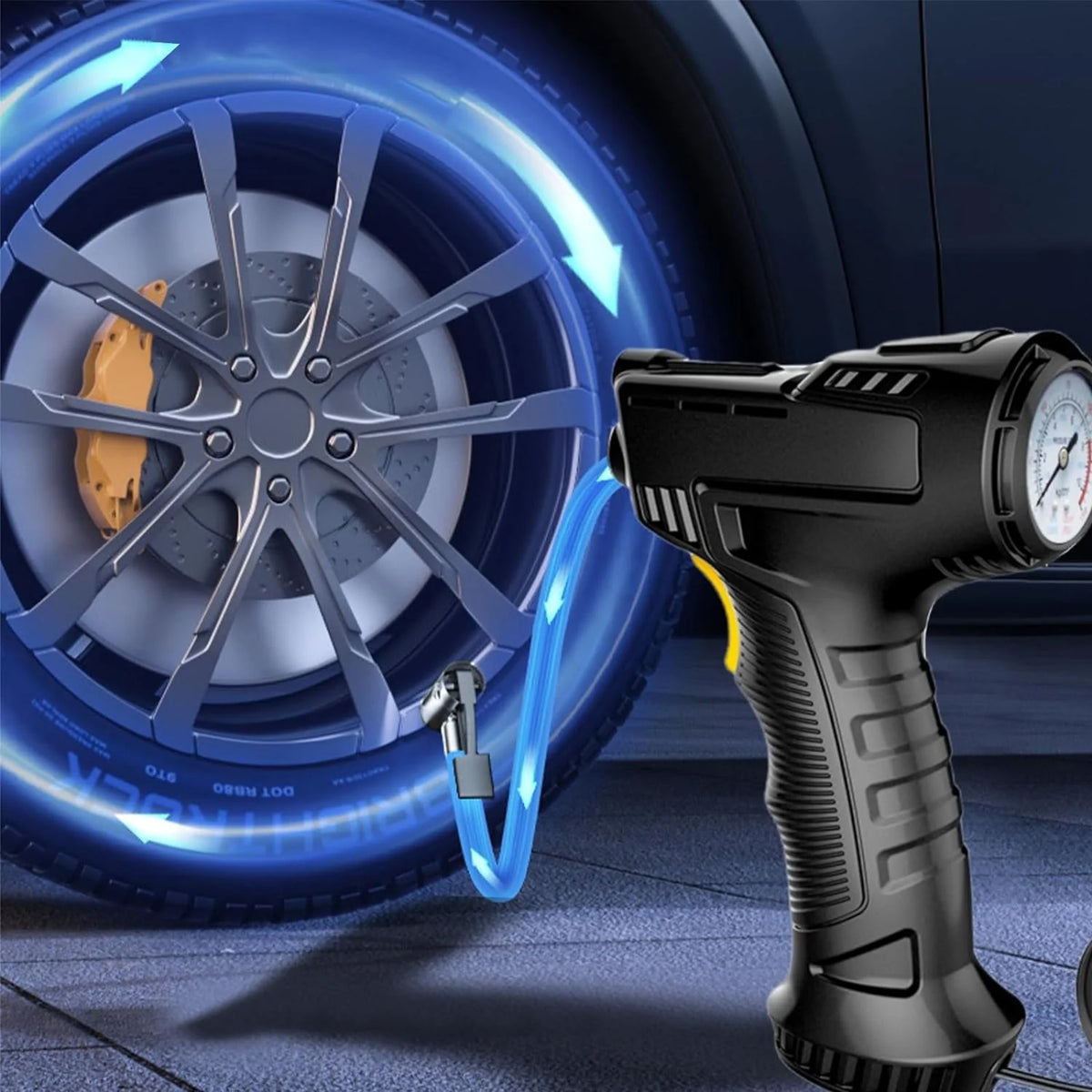 Gecau Tire Inflator Pump With Emergency LED Light, 12V