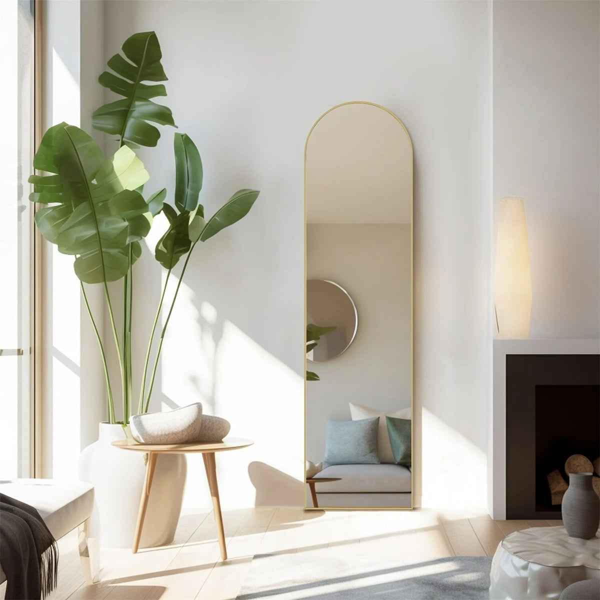Full-Length Floor Mirror With Stand, Aluminum Alloy Frame - 71x30
