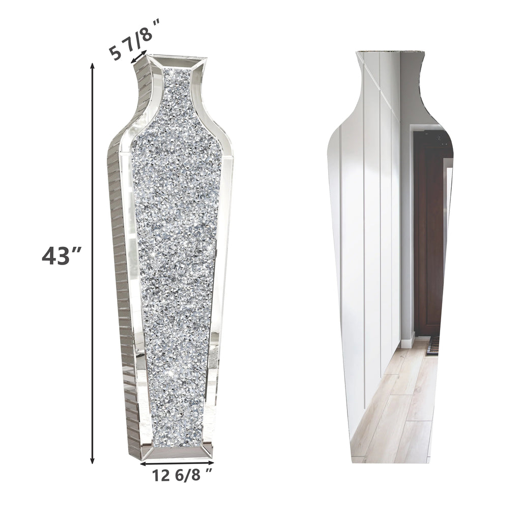 Crushed Diamond Floor Vase, Glass And MDF - 26.8 in, 36 in, 43 in