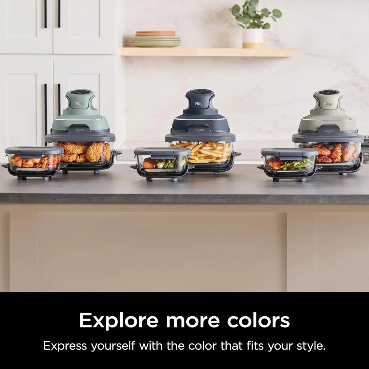 Ninja Crispi 4-in-1 Portable Glass Air Fryer Cooking System, 1500W, 4 QT And 6-Cup Containers