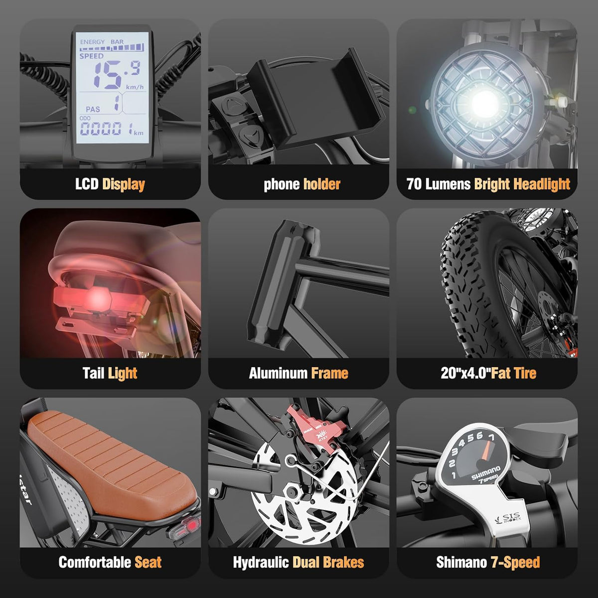 Electric Bike 2000W 37Mph 20in Fat Tires - Q20