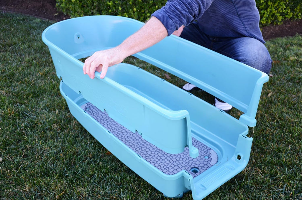 Booster Bath Large Elevated Pet Bathing Tub With Teal Steps Combo - 45 in x 21.25 in x 15 in