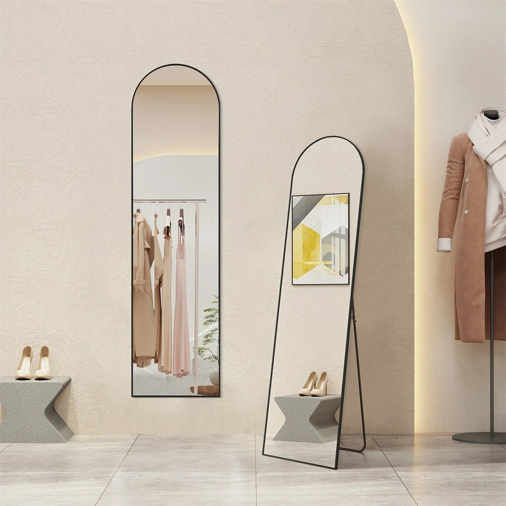 Full-Length Floor Mirror With Stand, Aluminum Alloy Frame - 71x30