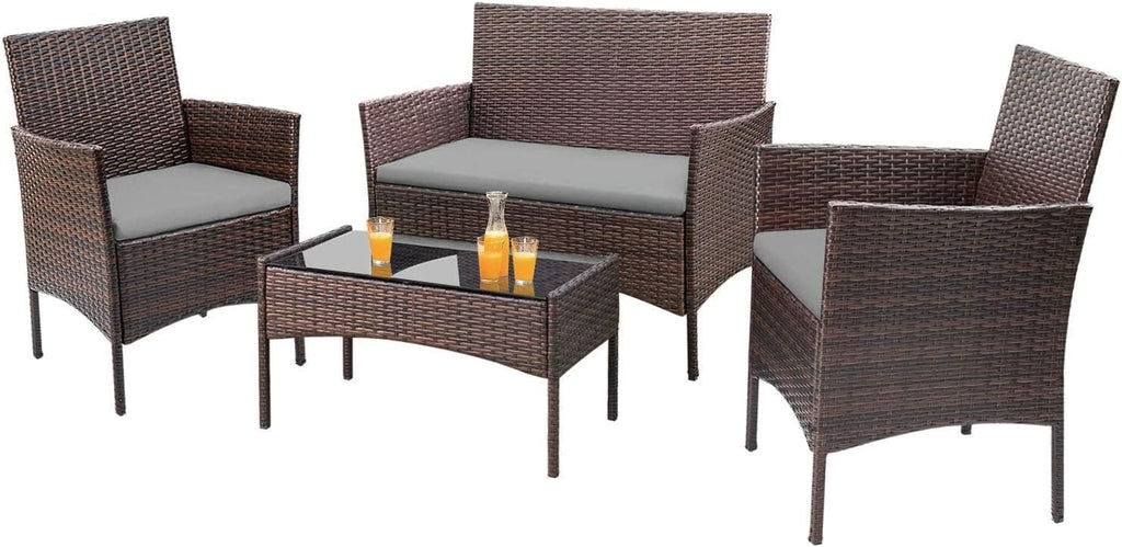 4-Piece Patio Rattan Wicker Furniture Set - T-LCRF834M18