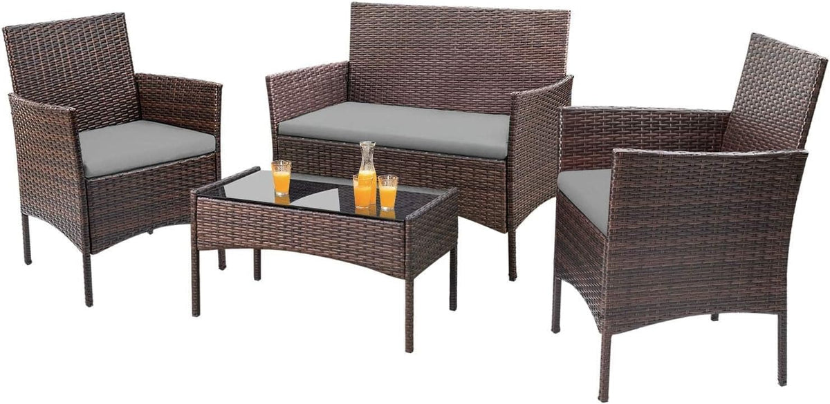 4-Piece Patio Rattan Wicker Furniture Set - T-LCRF834M18