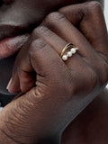 Treated Freshwater Cultured Pearl & Organically Shaped Double Band Ring